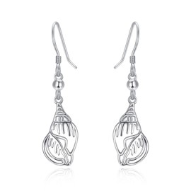 Seashell Conch Earrings, Sterling Silver Sea Shell Dangle Earrings for Women, Sea Snail Stud Earrings, Ocean Jewelry Beach Seashell Conch Drop Earrings Gift for women