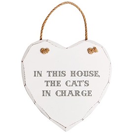 Sass & Belle In This House Cat Heart Plaque, White