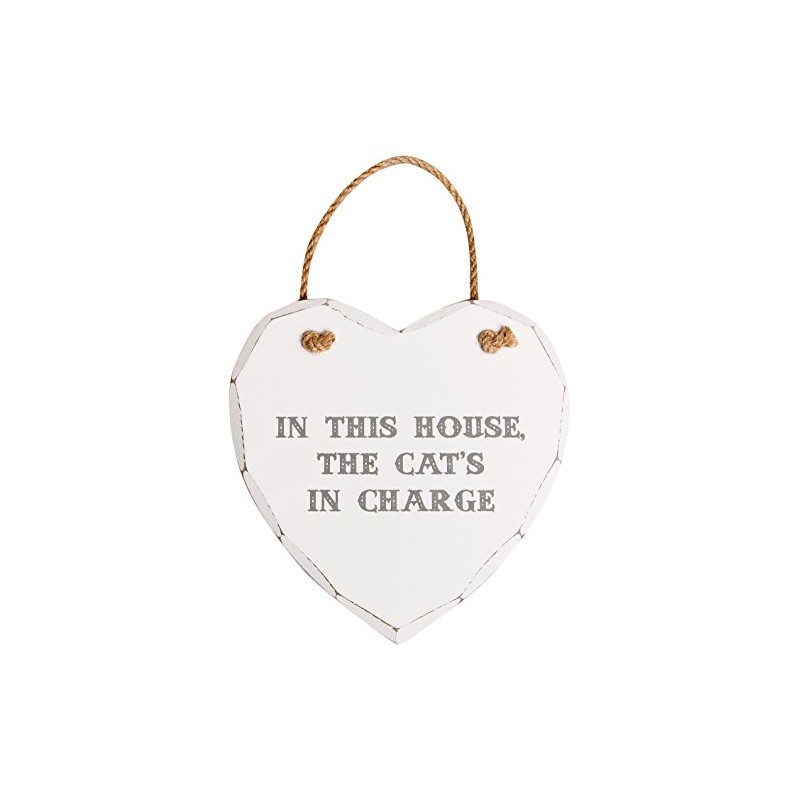 Sass & Belle In This House Cat Heart Plaque, White
