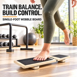 Single-Foot Wooden Ankle Balance Board with Non-Slip Surface for Stability and Mobility Training