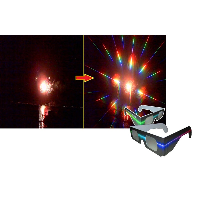 Fireworks Diffraction Glasses - 25 Rainbow Hearts (Plain White Frames)