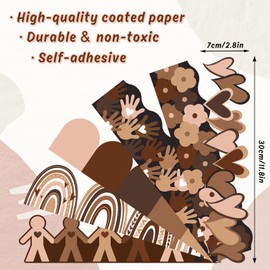 JarThenaAMCS 70.8Ft Diversity Bulletin Board Borders Equality Growth Mindset Self-Adhesive Trims 6 Designs Educational Border Sticker Decals for Back to School Classroom Office Party Wall Decor,72Pcs