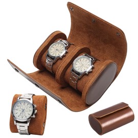 Watch Box, 2 Slots, Portable Watch Case, Travel Storage, Retro Watches Storage Box for Men and Women