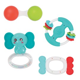 Ludi Set of 4 Rattles - Baby Toys - Maracas Teether - From 3 Months 30113 Multicoloured