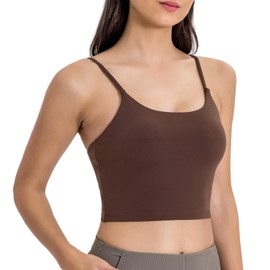 Lemedy Women Padded Sports Bra Fitness Workout Running Shirts Yoga Tank Top (M, Coffee Brown)