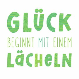 20 Napkins Glück beginnt mit einem Lächeln | Sayings | Text | Table Decoration | Decoupage | Decoupage | Decoupage | Decoupage | 33 x 3