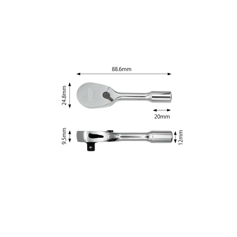 PWT SRH14SH3 Ratchet Handle Socket Wrench Short Stabilizer Drive Angle