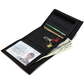 RFID Trifold Canvas Outdoor Sports Wallet for Kids- Christmas Gifts for Boys - Front Pocket Wallet with Magic Sticker - (Camouflage)