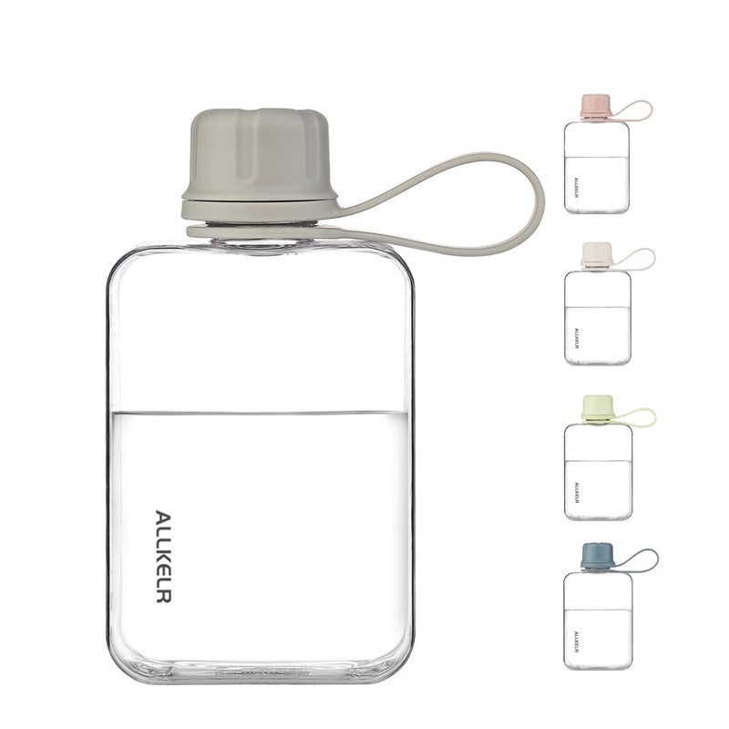 ALLKELR Portable Flat Water Bottle,BPA Free Reusable Tritan Plastic Travel