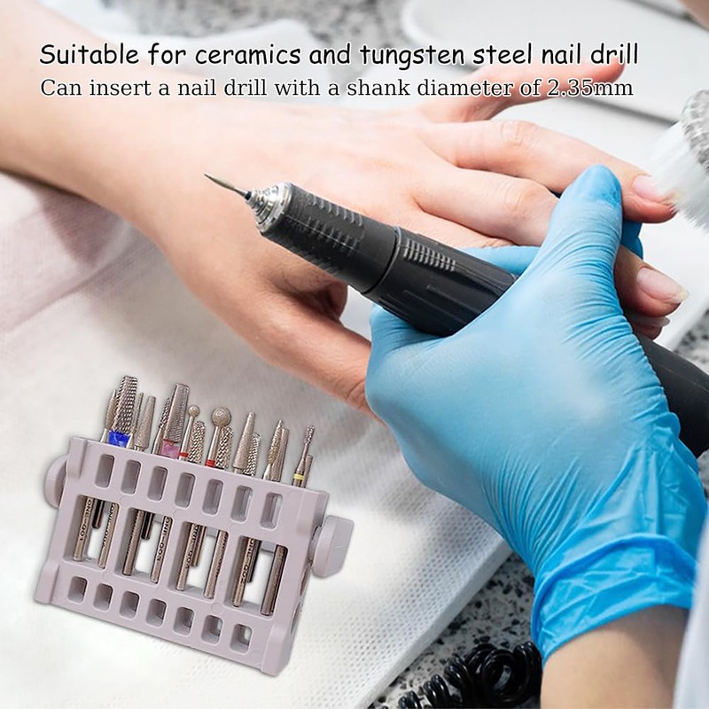 KOOBOOK 2Pcs 16 Holes Acrylic Nail Art Drill Bit Holder