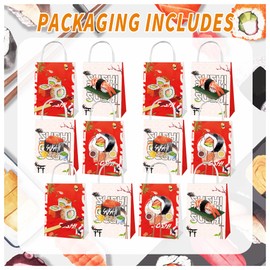 12 Pack Sushi Party Bags Japanese Sushi Party Bags with Handles Sushi Goodie Candy Treat Bags for Sushi Portable Party Bags Sushi Party Supplies
