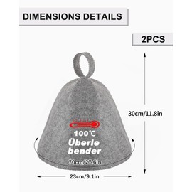 TPZORJX Pack of 2 Felt Sauna Hat, Ideal Sauna Hat for Men and Women, Good Quality Sauna Hat, Pair of Sauna Accessories, Sauna Hat Felt, Sauna Hat for Sauna Lovers a Wellness Experience - White/Grey