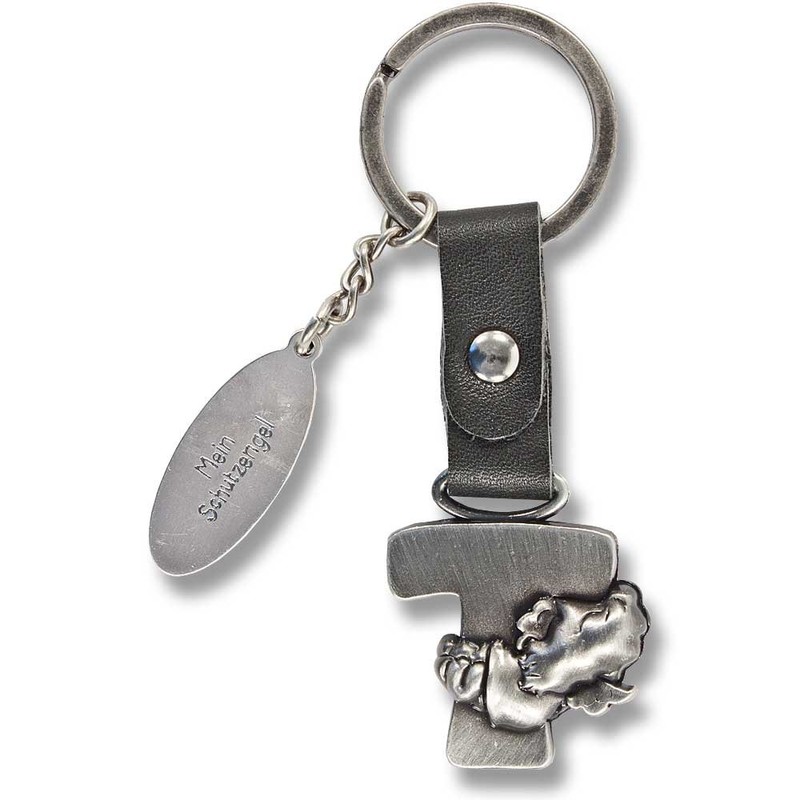 Guardian Angel Keyring Letter T