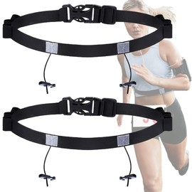 IOURVYA Triathlon Race Number Band, Running Belt with Number Holder, 6 Ring Running Belt, Bum Bag for Triathlon, Marathon, Running, Cycling, Pack of 2