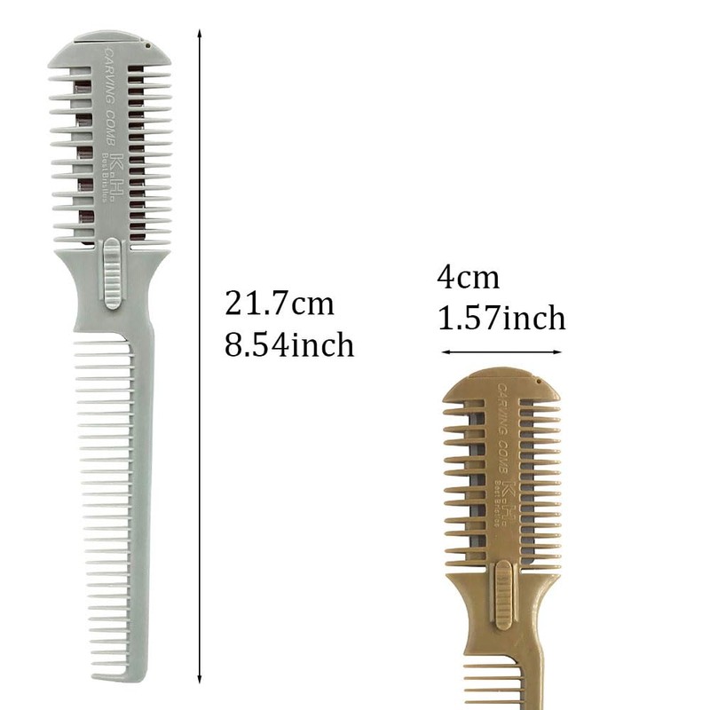 2 Pcs Dual Side Hair Thinning Comb Hair Razor Comb