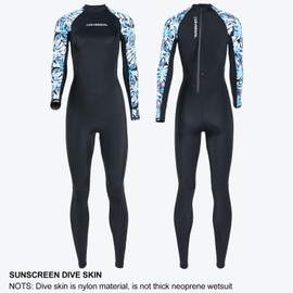 Dive Skin Full Body Rash Guard for Women Youth Swimsuit Wetsuit Back Zip One Piece UV Protection Snorkel Suit for Diving Surfing Kayaking 2XL Size