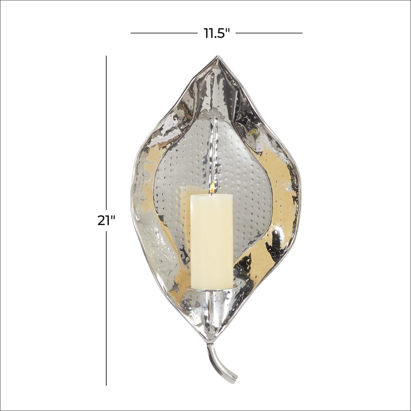 Deco 79 Stainless Steel Metal Single Candle Wall Sconce, 12"