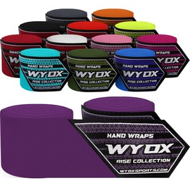 WYOX Vendas de Boxeo y Guantes Internos- Elásticas con Bucle para Pulgar, Estilo Mexicano, Protección de Muñeca para (Pack of 1, Liso Morado, 4.5 Meter / 180 Inches (Length))