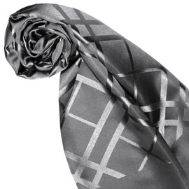 Lorenzo Cana 8921111 Men's Scarf Made of 100% Silk Elaborately Jacquard Woven Damask Silk Scarf Silver / Grey 25 cm x 160 cm, gray