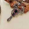 KINMOT Steampunk Silver-tone Red Blue Crystal Scorpion Brooch with Bend