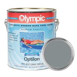 Olympic Pool Paint - Optilon - Gray Oasis - 1 Gallon - Synthetic rubber-base swimming pool paint - value quality enamel for synthetic and chlorinated rubber, bare plaster and concrete pools.