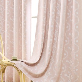 LIMON HOME Pink Blackout Curtains 72 Inch Length Boho Cute Curtain for Nursery Living Room