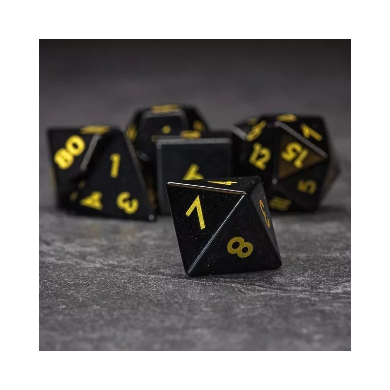 Sage's Treasures - Obsidian Gloss Finish Polyhedral Dice Set Dungeons