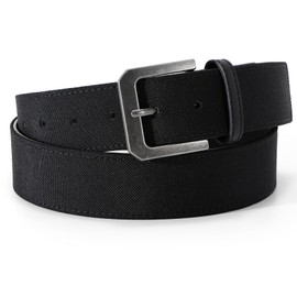 XZQTIVE Canvas Belt for Men Women Heavy Duty Nylon Work Belt with Silver Buckle Men Casual Belt for Jeans Pants,black