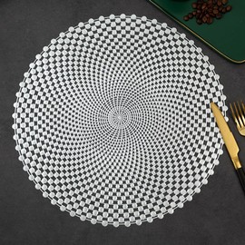 Hosoncovy 4 Pack Decorative PVC Placemats - Hollow Dining Table Place Mats, Heat Resistant, Non-slip, Reusable Table Mats for Home Kitchen (Silver)