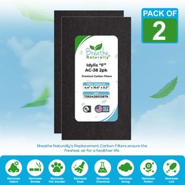 Breathe Naturally - Carbon Filters Compatible with Idylis F AC-38 Series Air Purifiers - Made for Idylis F AC-38/560885 Series - Made in USA - Odor Control for Air Purifiers(2 Pack Carbon Filter)