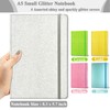 Silver Glitter Notebook, 8.3x5.7” 160 Lined Pages Glitter Never Peel