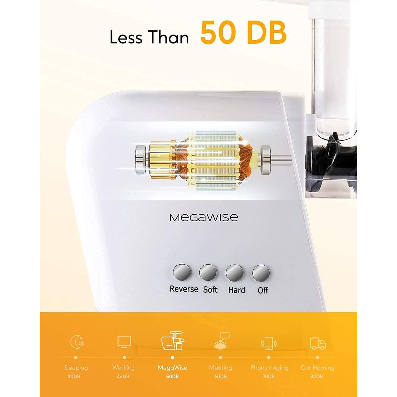 MegaWise Pro 2025 Updated Slow Masticating Juicer, 95% Juice Yield,