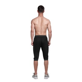 YSENTO - Pantalones capri de algodón para hombre, estilo casual, 3/4, para correr, debajo de la rodilla, para gimnasio, entrenamiento, bolsillos con cierre, 01 Negro, 30
