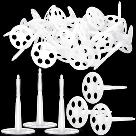 Wonderjune 100 Pcs 4 Inch Heavy Duty Plastic Insulation Masonry Fasteners 2.4 Inch Foam Board Fasteners Washers Polypropylene Concrete Anchors for Fixing and Fastening Rigid Foam Insulation Panels