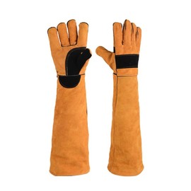 COZENTA Pet Gloves, Dogs, Bite Prevention, Cat Clippers Prevention, Outdoor Gardening, Cowhide Leather (Orange, 17.7 inches (45 cm)