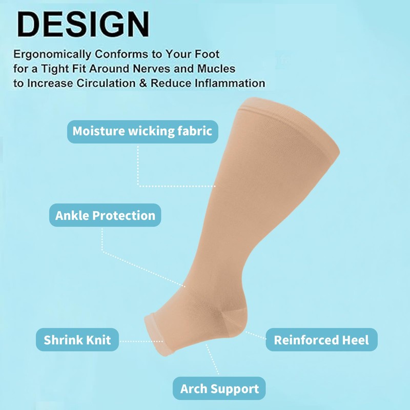 Fjquamitix 2-3 Pack Wide Calf Compression Socks (Black*Nude*White, 3Xl)