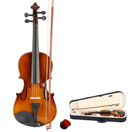 3/4 Acoustic Violin,Solid Wood Violin Starter Kit with Case, Bow, Rosin for Kids Beginners (Natural)
