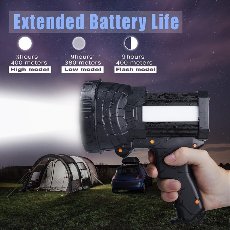 YIERBLUE Rechargeable Spotlight, Super Bright 1000000 High Lumen LED Handheld