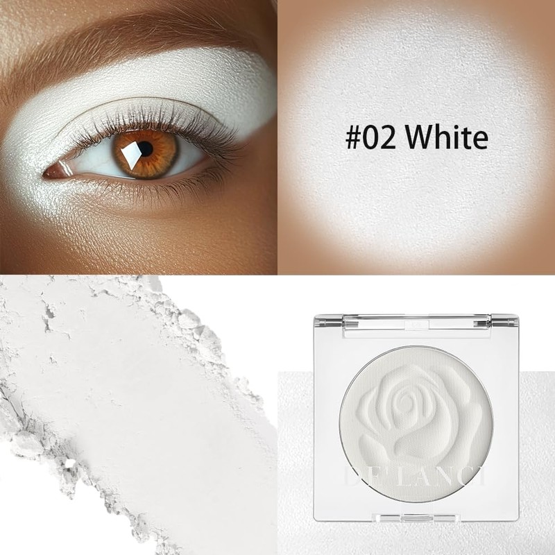 DE'LANCI Single Pearl White Eyeshadow Palette, White Matte Eyeshadow Makeup,