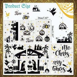 DPKOW Christmas Window Stickers Christmas Nativity Scene Window Clings Christmas Xmas Window Stickers Reusable, 9 Sheets Religous Christmas Window Decorations, Christian Christmas Decorations Indoor