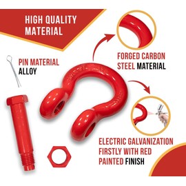 Mytee Products 1/2" Anchor Shackle Forged Carbon Steel w/Safety Screw Pin Load Limit 4,000 lbs, Double Rust Protection Heavy Duty D Ring Bolt Type Shackle for Towing, Rigging & Vehicle Recovery