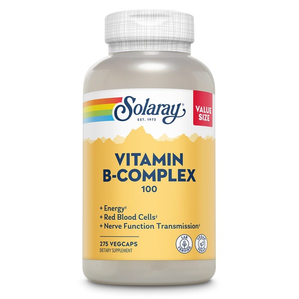 SOLARAY Vitamin B Complex 100 mg, Healthy Energy Supplement, Red