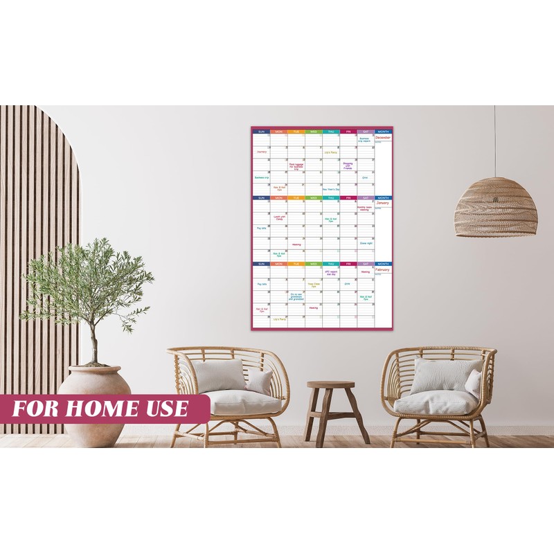 Large Dry Erase Calendar For Wall - Undated 3 Month