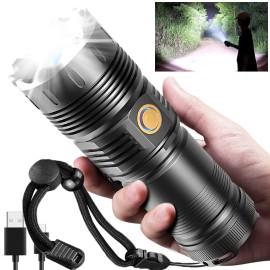 X.store 2000000LMS Super Bright Rechargeable LED Flashlight Tactical 30W Torch Lamp Zoom