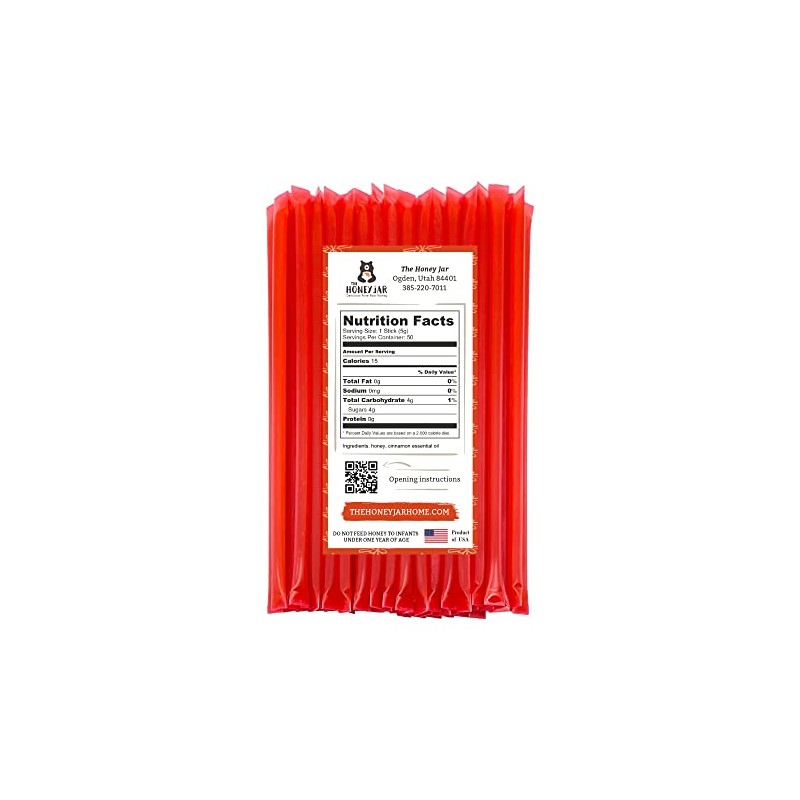 The Honey Jar Cinnamon Flavored Honey Sticks - Pure Honey