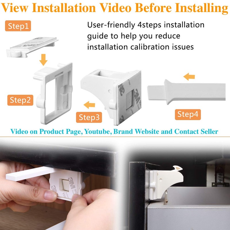Vmaisi Adhesive Magnetic Locks for Cabinets & Drawers (10 Locks