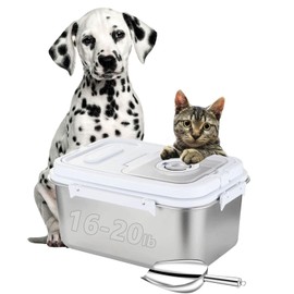 Sanbo Cat Food Storage Container Stainless Steel with Scoop, Airtight Pet Metal Food Storage Bin,Puppy Food Canister,Storage Box with Date Tracker for Kitchen (Sliver, 10L)