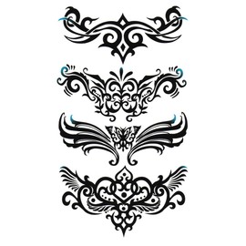 King Horse Tribal-12 Tattoo Stickers, Tribal Chain, 7 Types -