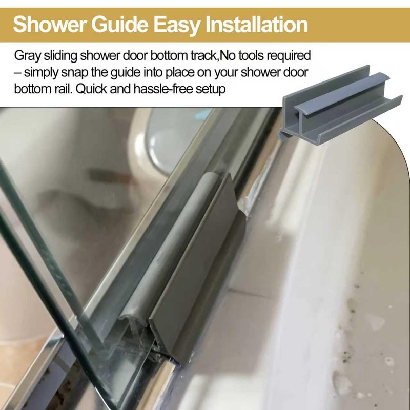 Gray Sliding Shower Door Bottom Guide for 3" Long x