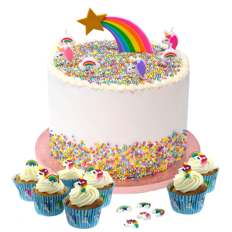 Baked With Love Unicorn And Rainbow Cupcake Decorations, Edible Sugar